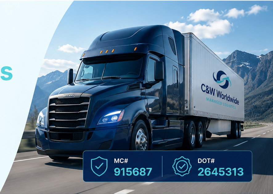 C&W Worldwide logistics truck on the road